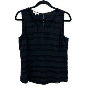 SANTORELLI Black Layered Stripes Sleeveless Italian Blouse Tank Top Size 4